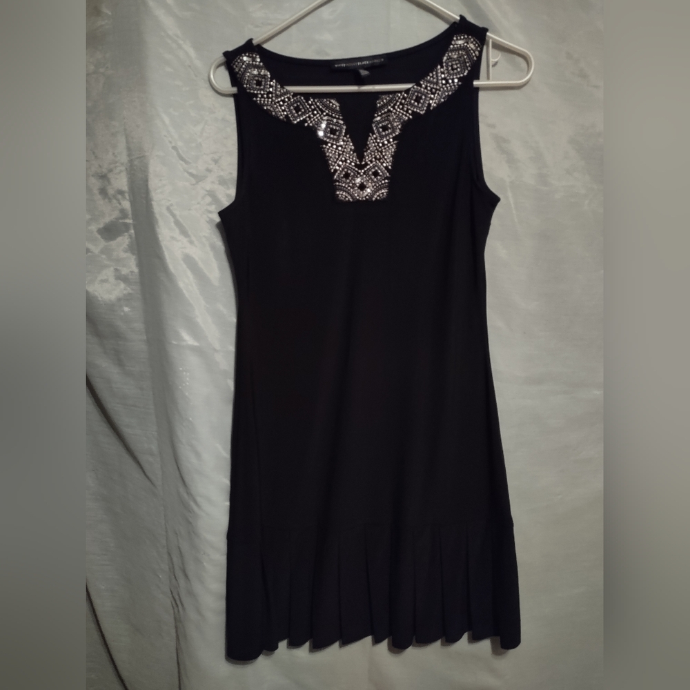White House Black Market Black Dress with Silver Embellishments